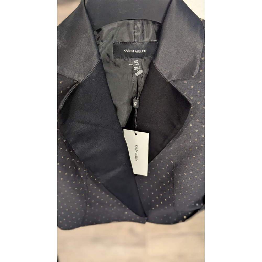 Women's Karen Millen Black & Gold Polka Dot Cropped Blazer US 4 - Picture 15 of 15